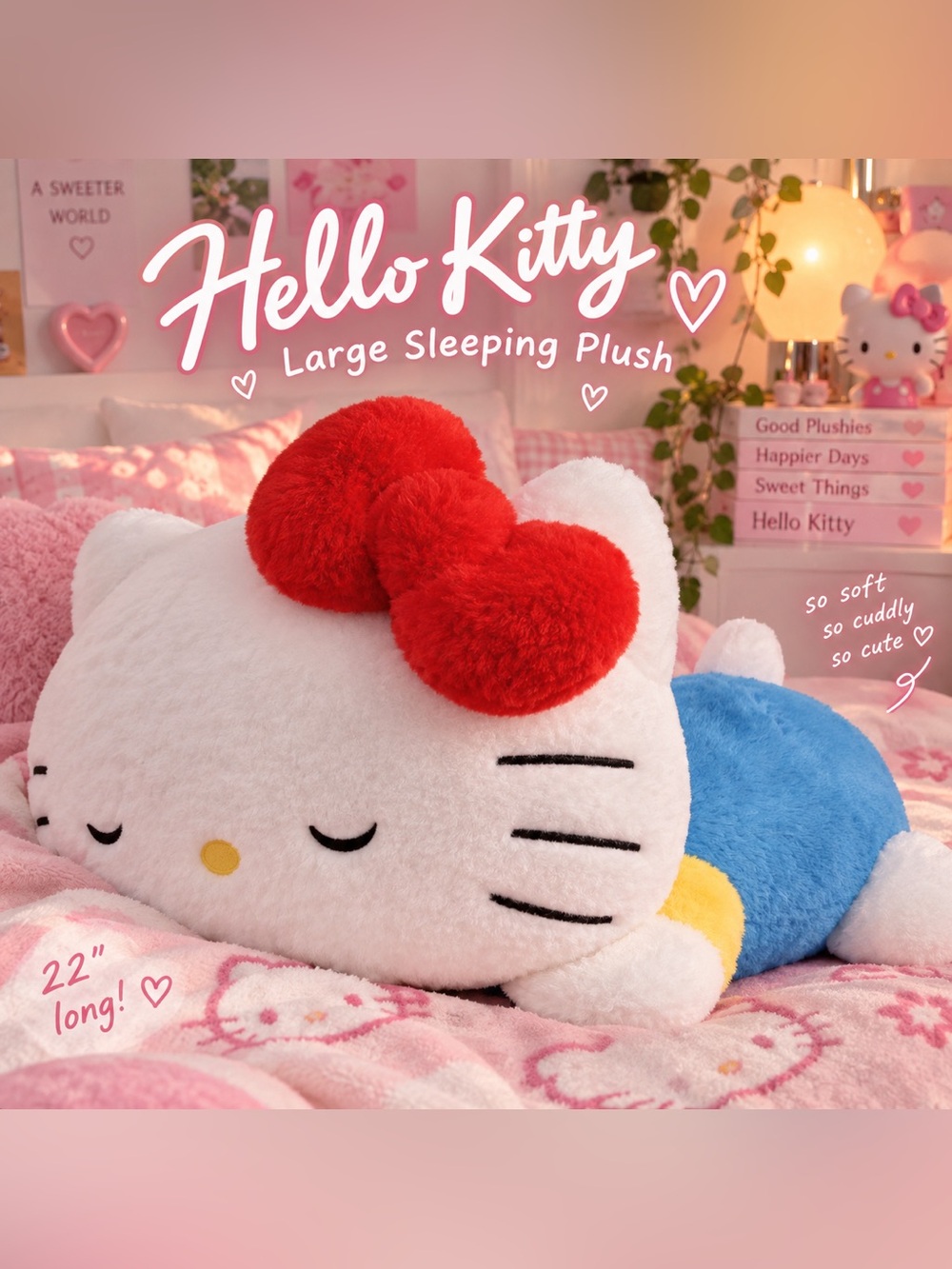 Large Sleeping Hello Kitty Plush